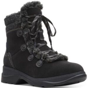 Clarks Aveleigh Zip Booties Waterproof Black Suede 8.5M NWT